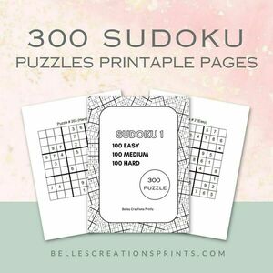 Εκτυπώσιμο βιβλίο με 300 SUDOKU παζλ σε Α4 διαστάσεις - φύλλα εργασίας