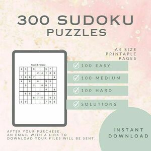 Εκτυπώσιμο βιβλίο με 300 SUDOKU παζλ σε Α4 διαστάσεις - φύλλα εργασίας - 2