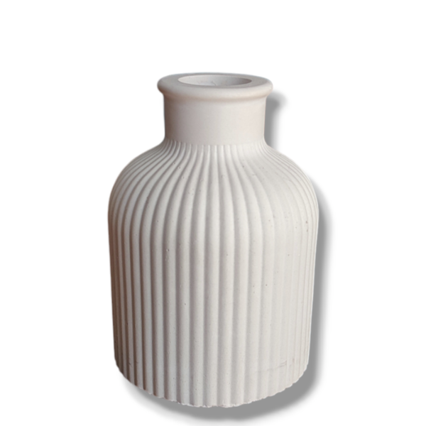 Βαζάκι διακοσμητικό σε φυσικό λευκό χρώμα από οικολογική ρητίνη / Jesmonite. - βάζα & μπολ, ρητίνη