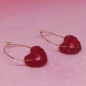 Σκουλαρίκια από υγρό γυαλί με ζαχαρωτή καρδιά - γυαλί, ατσάλι - 4