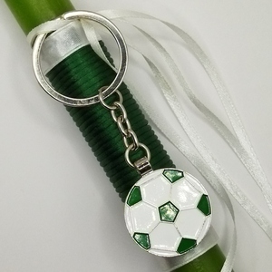 Λαμπάδα 30εκ Χ5εκ αρωματική στρογγυλή πράσινη με πράσινη μπάλα μπρελόκ - αγόρι, λαμπάδες, για παιδιά, για εφήβους, σπορ και ομάδες