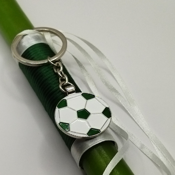 Λαμπάδα 30εκ Χ5εκ αρωματική στρογγυλή πράσινη με πράσινη μπάλα μπρελόκ - αγόρι, λαμπάδες, για παιδιά, για εφήβους, σπορ και ομάδες - 3