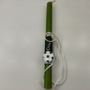 Λαμπάδα 30εκ Χ5εκ αρωματική στρογγυλή πράσινη με πράσινη μπάλα μπρελόκ - αγόρι, λαμπάδες, για παιδιά, για εφήβους, σπορ και ομάδες - 4