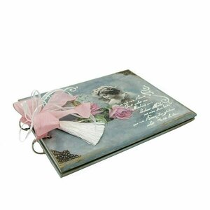 Άλμπουμ ρομαντικό vintage με κοριτσάκι και τριαντάφυλλα - ξύλο