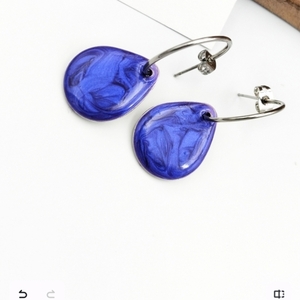 Σκουλαρίκια blue drops - μικρά, ατσάλι, zamak - 2