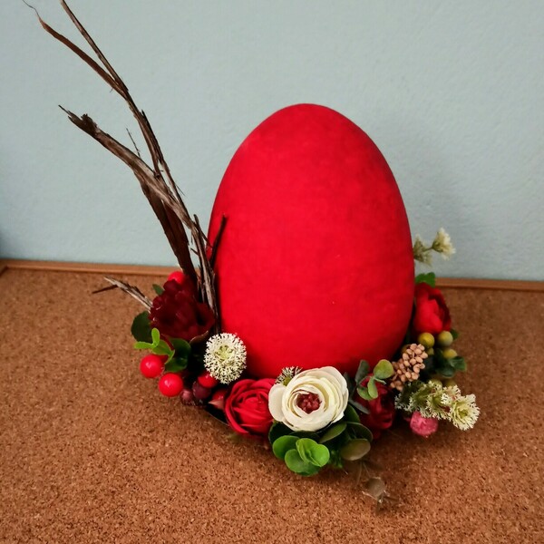 Αυγό κεραμικό, υψους 20cm, κόκκινο - διακοσμητικά, πασχαλινά αυγά διακοσμητικά, πασχαλινά δώρα - 2