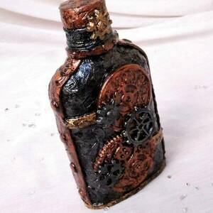 Διακοσμητικό μπουκάλι steampunk - γυαλί, πηλός, διακοσμητικά - 4