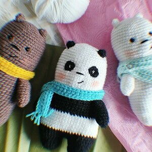 Πλεκτή Αρκούδα Panda - κορίτσι, αγόρι, λούτρινα - 2