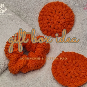 Gift box - scrunchie & cotton pad - πλενόμενο, σετ δώρου, δώρα για γυναίκες - 2