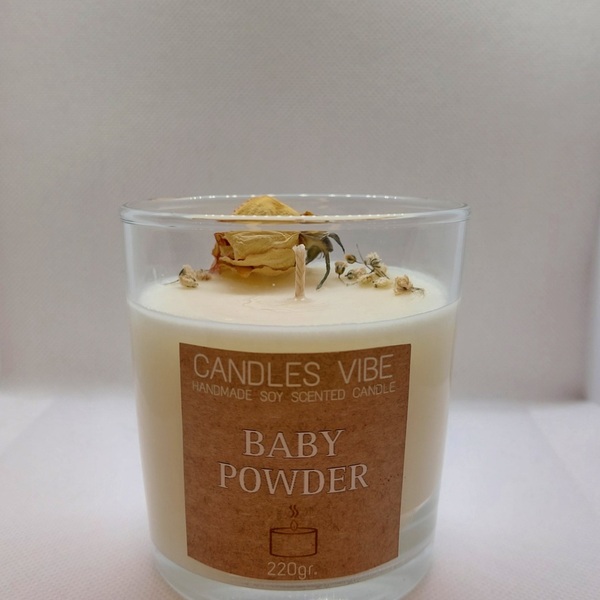 BABY POWDER 220gr. - αρωματικά κεριά, soy candle, soy wax, soy candles - 3