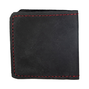 Γυναικείο χειροποίητο δερμάτινο πορτοφόλι Toya μαύρο με κόκκινη κλωστή - δέρμα, πορτοφόλια - 2