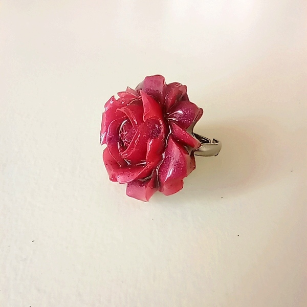 Δαχτυλίδι τριαντάφυλλο από υγρό γυαλί. - μπρούντζος, μεγάλα, δώρα γενεθλίων, αυξομειούμενα, δώρα για γυναίκες - 2
