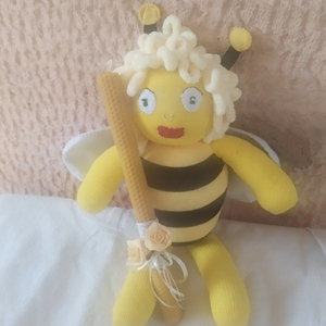 Λαμπάδα με χειροποίητη μέλισσα 45 cm - λαμπάδες, ζωάκια - 2