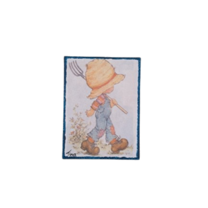 Αγόρι με ψαθινο καπέλο , ξύλινο κρεμαστο κανδρο διάστασης 15Χ20 εκατ. - κορίτσι, αγόρι, κρεμαστό διακοσμητικό