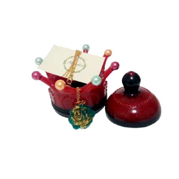 Βαζάκι Crown από υγρό γυαλί μαύρο - κόκκινο με πολύχρωμες χάντρες - βάζα & μπολ, ρητίνη, σπίτι, εποξική ρητίνη - 3