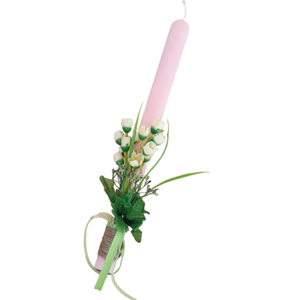 Χειροποίητη λαμπάδα αρωματική σχήμα οβάλ με λουλούδια , κορδέλες.. - κορίτσι, λουλούδια, λαμπάδες, για ενήλικες, για εφήβους - 2