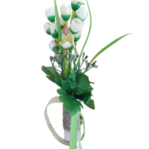 Χειροποίητη λαμπάδα αρωματική σχήμα οβάλ με λουλούδια , κορδέλες.. - κορίτσι, λουλούδια, λαμπάδες, για ενήλικες, για εφήβους - 5