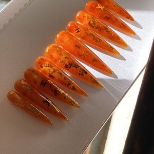 RTS Press On Nails - AMBER Size Medium 5XL Stiletto
