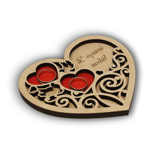 Ξύλινη καρδιά με ονόματα και θέση για κόσμημα 13x15 εκ. - ξύλο, δώρα γάμου, αξεσουάρ, personalised - 2