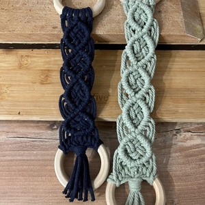 Macrame towel holder blue - ύφασμα, ξύλο, νήμα, οργάνωση & αποθήκευση - 3