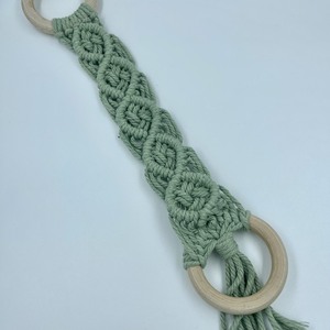 Macrame towel holder babyGreen - ύφασμα, ξύλο, νήμα, οργάνωση & αποθήκευση