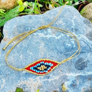Βραχιόλι boho ματάκι μακραμέ - κορδόνια, μάτι, χεριού, αυξομειούμενα, φθηνά - 3