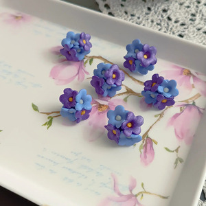Μωβ μπουκετάκια - μαργαριτάρι, πηλός, λουλούδι, ατσάλι - 2