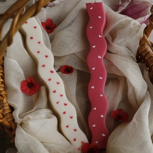 Κυματιστή Πασχαλινή Λαμπάδα με Καρδούλες ροζ - λαμπάδες, κεριά, για παιδιά, για εφήβους - 2
