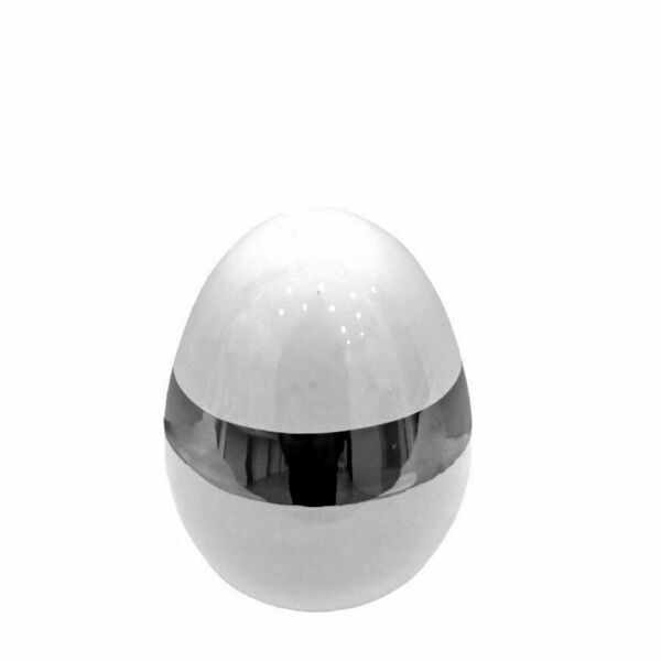 Αυγό Πορσελάνη Με Ασημένια Ρίγα 7cm - πορσελάνη, διακοσμητικά