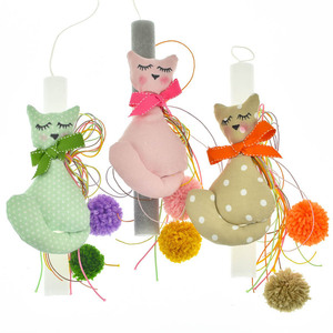 Μεγάλες γάτες / 3 χρώματα / κυλινδρικό αρωματικό κερί - λαμπάδες, για παιδιά, ζωάκια, για μωρά