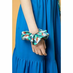 Σατέν Λαστιχάκι Μαλλιών (Ηair Scrunchie) με Πολύχρωμο Μοτίβο Fishevron - ύφασμα, πολυεστέρας, λαστιχάκια μαλλιών