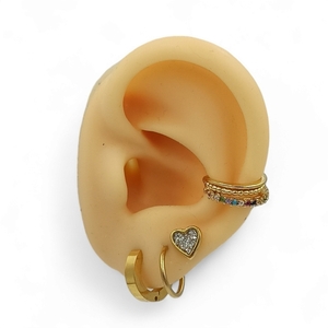 Πολύσειρο Ear Cuff "Celestial Spark" - στρας, επιχρυσωμένα, ορείχαλκος, μικρά