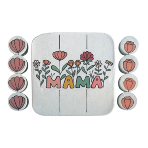 Τρίλιζα ΜΑΜΑ floral τσιμεντένια τετράγωνη άσπρη 16,5εκΧ16εκΧ0,5εκ - τσιμέντο, μαμά, διακοσμητικά, τρίλιζα, ειδη δώρων