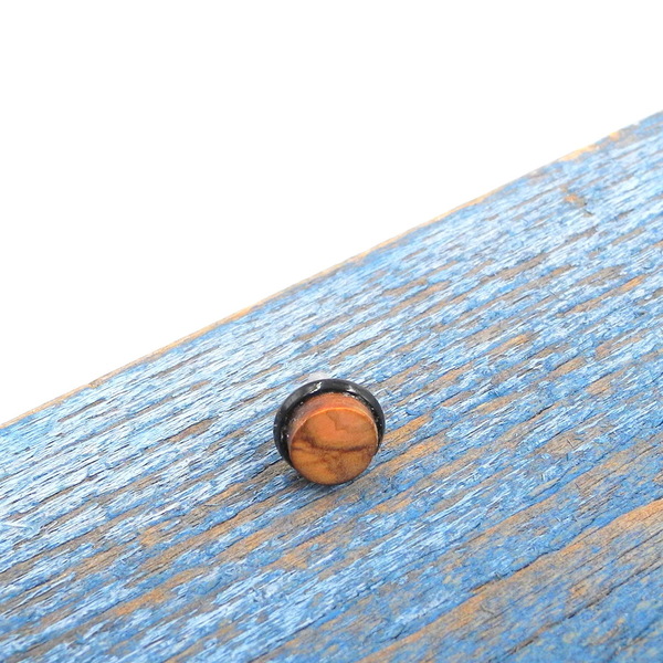 Σκουλαρίκι ανδρικό αυτιού χειροποίητο μοναδικό απο ξύλο ελιάς_025 , Ø 0,9 εκ. - ξύλο, minimal, καρφωτά - 4