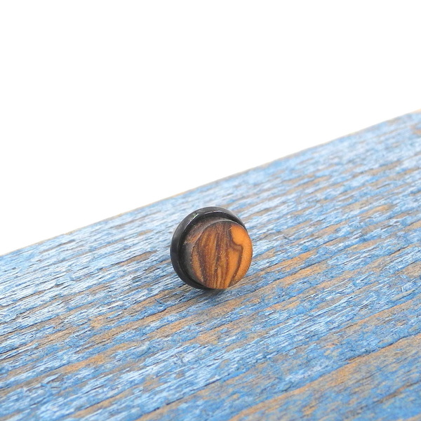 Σκουλαρίκι ανδρικό αυτιού χειροποίητο μοναδικό απο ξύλο ελιάς_024 , Ø 0,9 εκ. - ξύλο, minimal, καρφωτά - 2