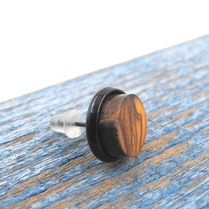 Σκουλαρίκι ανδρικό αυτιού χειροποίητο μοναδικό απο ξύλο ελιάς_024 , Ø 0,9 εκ. - ξύλο, minimal, καρφωτά - 3