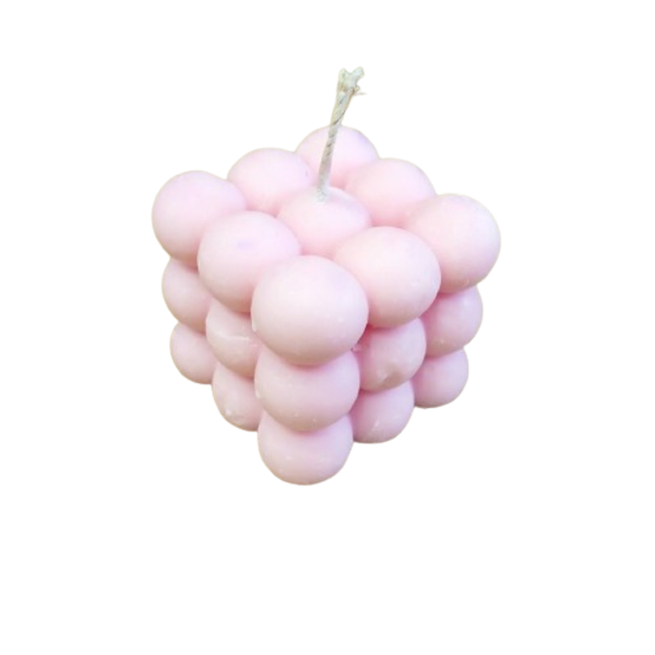 Χειροποιητο κερί bubble 6εκ*6εκ ροζ - αρωματικά κεριά, 100% φυτικό