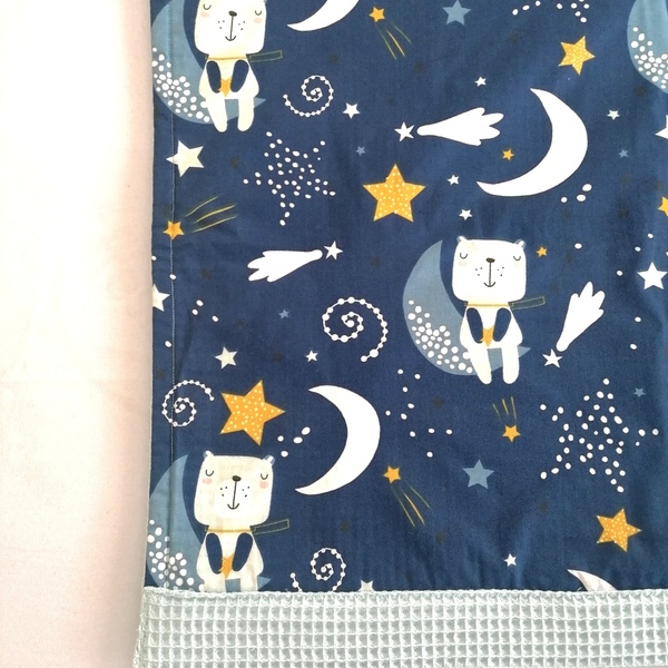 Βρεφική πικέ κουβέρτα "Sweet dreams Starry night" - βαμβάκι, δώρο, χειροποίητα, κουβέρτες - 3