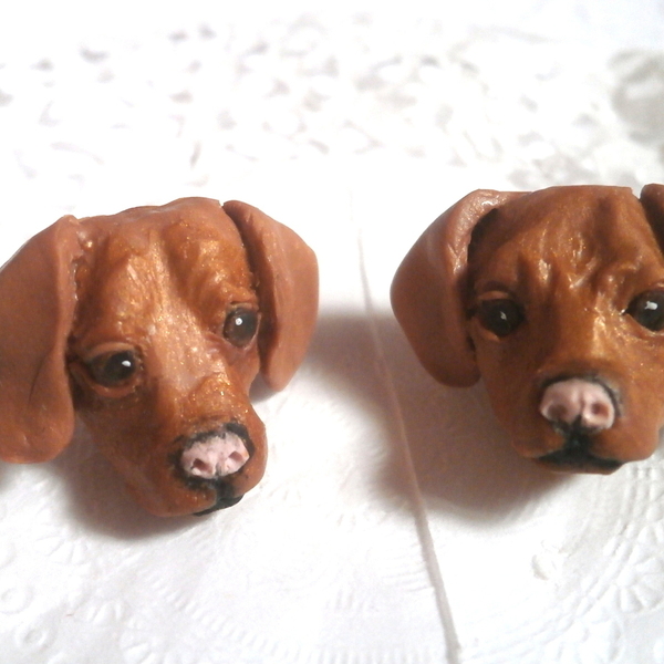ΚΑΤΑ ΠΑΡΑΓΓΕΛΙΑ ρεαλιστικά σκυλάκια σκουλαρίκια από πολυμερή πηλό - πλαστικό, πηλός
