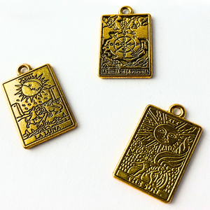 Μεταλλικό Μενταγιόν Ταρώ Κάρτα Χρυσό - charms, ορείχαλκος