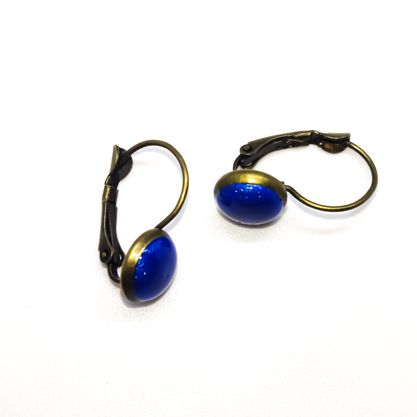 Vintage bronze blue - γυαλί, μικρά, μπρούντζος, με κλιπ, φθηνά - 2