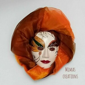 Πορσελάνινη μάσκα τοίχου Orange leaf - πίνακες & κάδρα, πίνακες ζωγραφικής - 2