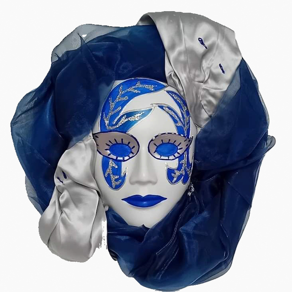 Πορσελάνινη μάσκα Blue leaf - πίνακες & κάδρα, πίνακες ζωγραφικής