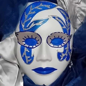 Πορσελάνινη μάσκα Blue leaf - πίνακες & κάδρα, πίνακες ζωγραφικής - 3