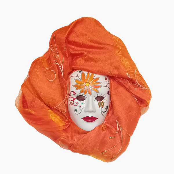 Πορσελάνινη μάσκα τοίχου Orange flower - πίνακες & κάδρα, πίνακες ζωγραφικής