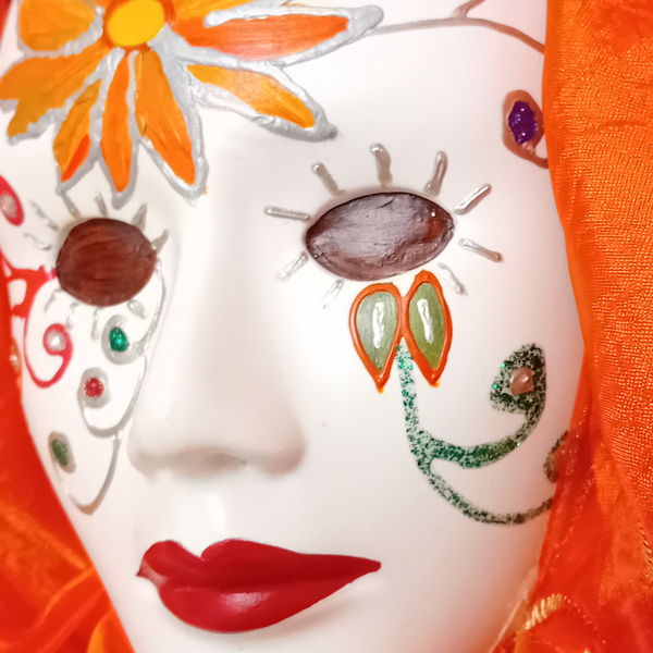 Πορσελάνινη μάσκα τοίχου Orange flower - πίνακες & κάδρα, πίνακες ζωγραφικής - 3
