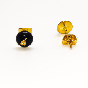 Καρφωτά μαύρα με φύλλα χρυσού - γυαλί, μικρά, ατσάλι, φθηνά - 2