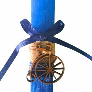 Αρωματική Λαμπάδα Μπλε Πλακέ Ποδήλατο 19 εκ. - vintage, λαμπάδες, για παιδιά, για ενήλικες, για εφήβους - 2