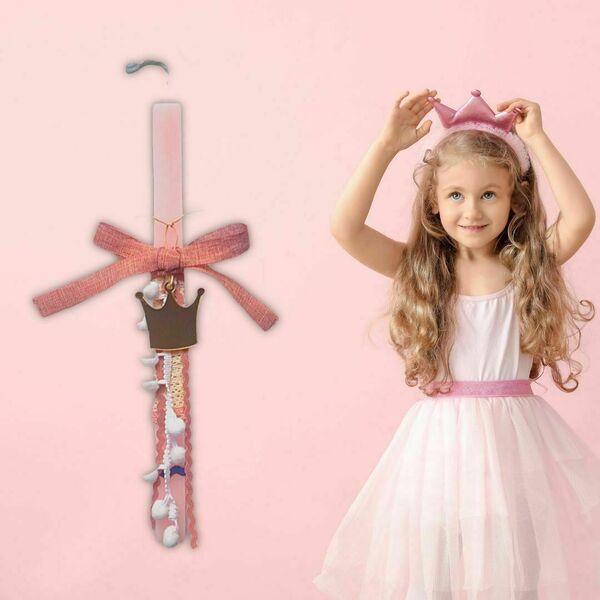 Aρωματική Ροζ Λαμπάδα Κορώνα 30εκ. - κορίτσι, λαμπάδες, για παιδιά, πριγκίπισσες - 3