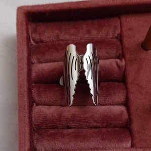Δαχτυλίδι ατσάλι "angel wings" μέγεθος 11 - φτερό, ατσάλι, σταθερά, αγγελάκι, φθηνά - 2